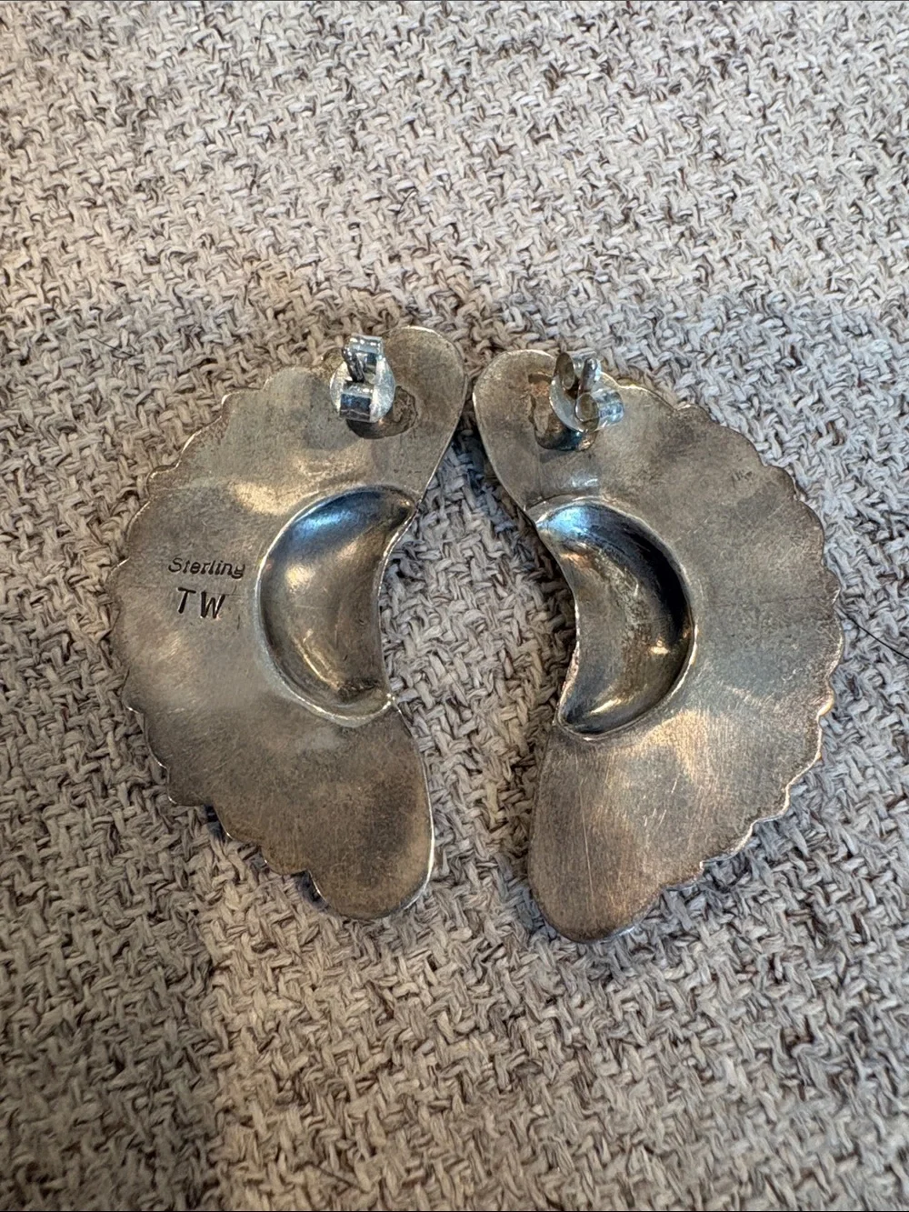 Sterling Silver Crescent Earrings with Turquoise Stones